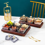 Maxbell Divided Fruit Snacks Serving Platter with Lids Serving Tray for Home Wedding 3 Grids