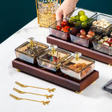 Maxbell Divided Fruit Snacks Serving Platter with Lids Serving Tray for Home Wedding 3 Grids
