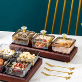 Maxbell Divided Fruit Snacks Serving Platter with Lids Serving Tray for Home Wedding 3 Grids