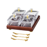 Maxbell Divided Fruit Snacks Serving Platter with Lids Serving Tray for Home Wedding 4 Grids