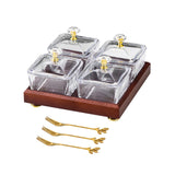 Maxbell Divided Fruit Snacks Serving Platter with Lids Serving Tray for Home Wedding 4 Grids