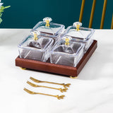 Maxbell Divided Fruit Snacks Serving Platter with Lids Serving Tray for Home Wedding 4 Grids