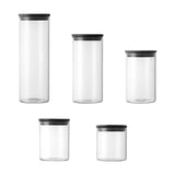 Maxbell 5x Food Storage Canisters Organizer Glass Storage Jar for Candy Spice Grains black cap