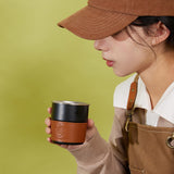 Maxbell 4 Pieces PU Leather Lightweight Heat Resistant Camping Accessory Cups Sleeve Diameter 6cm