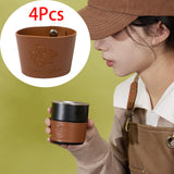 Maxbell 4 Pieces PU Leather Lightweight Heat Resistant Camping Accessory Cups Sleeve Diameter 6cm