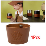 Maxbell 4 Pieces PU Leather Lightweight Heat Resistant Camping Accessory Cups Sleeve Diameter 4.45cm