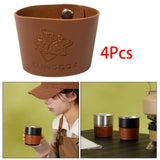Maxbell 4 Pieces PU Leather Lightweight Heat Resistant Camping Accessory Cups Sleeve Diameter 4.45cm