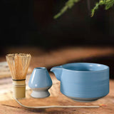 Maxbell 4Pcs Traditional Matcha Set for Family Japanese Matcha Preparation Best Gift Blue