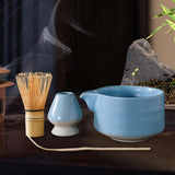 Maxbell 4Pcs Traditional Matcha Set for Family Japanese Matcha Preparation Best Gift Blue