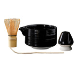 Maxbell 4Pcs Traditional Matcha Set for Family Japanese Matcha Preparation Best Gift Black