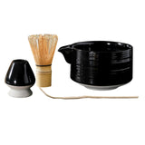 Maxbell 4Pcs Traditional Matcha Set for Family Japanese Matcha Preparation Best Gift Black