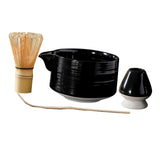 Maxbell 4Pcs Traditional Matcha Set for Family Japanese Matcha Preparation Best Gift Black
