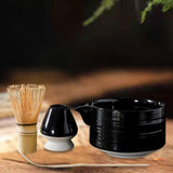 Maxbell 4Pcs Traditional Matcha Set for Family Japanese Matcha Preparation Best Gift Black