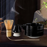 Maxbell 4Pcs Traditional Matcha Set for Family Japanese Matcha Preparation Best Gift Black