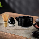 Maxbell 4Pcs Traditional Matcha Set for Family Japanese Matcha Preparation Best Gift Black