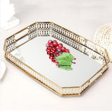 Maxbell Mirror Serving Tray Serving Plate Metal Serving Tray for Candy Coffee Makeup