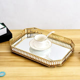 Maxbell Mirror Serving Tray Serving Plate Metal Serving Tray for Candy Coffee Makeup