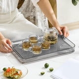Maxbell Serving Tray Dish Drain Tray Luxury Style Tea Trays for Office Party Bedroom Gray