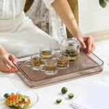 Maxbell Serving Tray Dish Drain Tray Luxury Style Tea Trays for Office Party Bedroom Brown