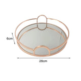 Maxbell Mirror Serving Tray Serving Plate Table for Coffee Food Snack Cake Organizer Rose Aureate