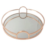 Maxbell Mirror Serving Tray Serving Plate Table for Coffee Food Snack Cake Organizer Rose Aureate