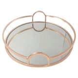 Maxbell Mirror Serving Tray Serving Plate Table for Coffee Food Snack Cake Organizer Rose Aureate