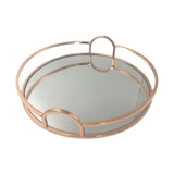 Maxbell Mirror Serving Tray Serving Plate Table for Coffee Food Snack Cake Organizer Rose Aureate