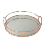 Maxbell Mirror Serving Tray Serving Plate Table for Coffee Food Snack Cake Organizer Rose Aureate