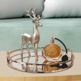 Maxbell Mirror Serving Tray Serving Plate Table for Coffee Food Snack Cake Organizer Rose Aureate