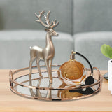 Maxbell Mirror Serving Tray Serving Plate Table for Coffee Food Snack Cake Organizer Rose Aureate