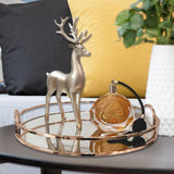 Maxbell Mirror Serving Tray Serving Plate Table for Coffee Food Snack Cake Organizer Rose Aureate