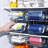 Maxbell 2 Tier Automatic Rolling Drink Storage Rack Can Dispenser for Pantry with Lid