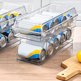 Maxbell 2 Tier Automatic Rolling Drink Storage Rack Can Dispenser for Pantry with Lid