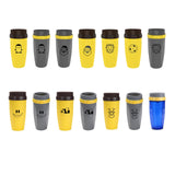 Maxbell Coverless Twist Cup Portable with Stainless Steel Straw Insulated Coffee Cup smile yellow