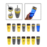 Maxbell Coverless Twist Cup Portable with Stainless Steel Straw Insulated Coffee Cup smile yellow