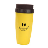 Maxbell Coverless Twist Cup Portable with Stainless Steel Straw Insulated Coffee Cup smile yellow
