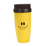 Maxbell Coverless Twist Cup Portable with Stainless Steel Straw Insulated Coffee Cup smile yellow