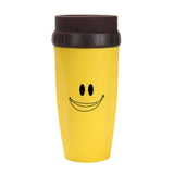Maxbell Coverless Twist Cup Portable with Stainless Steel Straw Insulated Coffee Cup smile yellow