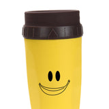 Maxbell Coverless Twist Cup Portable with Stainless Steel Straw Insulated Coffee Cup smile yellow