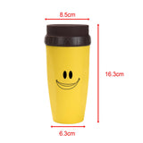 Maxbell Coverless Twist Cup Portable with Stainless Steel Straw Insulated Coffee Cup smile yellow