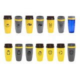 Maxbell Coverless Twist Cup Portable with Stainless Steel Straw Insulated Coffee Cup smile yellow