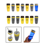 Maxbell Coverless Twist Cup Portable with Stainless Steel Straw Insulated Coffee Cup smile yellow