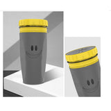 Maxbell Coverless Twist Cup Portable with Stainless Steel Straw Insulated Coffee Cup Gray Smile