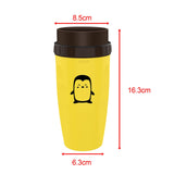 Maxbell Coverless Twist Cup Portable with Stainless Steel Straw Insulated Coffee Cup penguin yellow