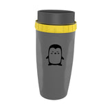 Maxbell Coverless Twist Cup Portable with Stainless Steel Straw Insulated Coffee Cup Gray penguin