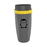 Maxbell Coverless Twist Cup Portable with Stainless Steel Straw Insulated Coffee Cup Gray penguin