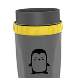 Maxbell Coverless Twist Cup Portable with Stainless Steel Straw Insulated Coffee Cup Gray penguin