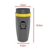 Maxbell Coverless Twist Cup Portable with Stainless Steel Straw Insulated Coffee Cup Gray penguin