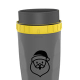 Maxbell Coverless Twist Cup Portable with Stainless Steel Straw Insulated Coffee Cup Gray Santa Claus