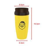 Maxbell Coverless Twist Cup Portable with Stainless Steel Straw Insulated Coffee Cup Yellow Santa Claus